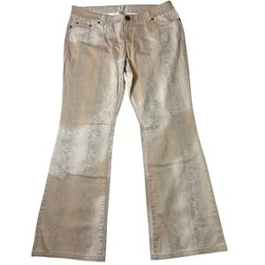 Metro‎ 7 Womens Natural Snake Print Flare Jeans 100 Cotton NEW  Size 16 NWT